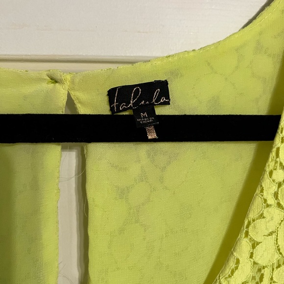 Talula Lace Tank Top in Neon Yellow, Size Medium - Picture 3 of 3